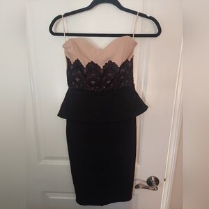 Elegant Black and Cream Strapless Dress